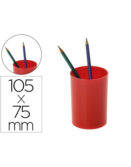 Cubilete portalapices archivo 2000 rojo opaco plastico 100% reciclado diametro 75 mm alto 105 mm
