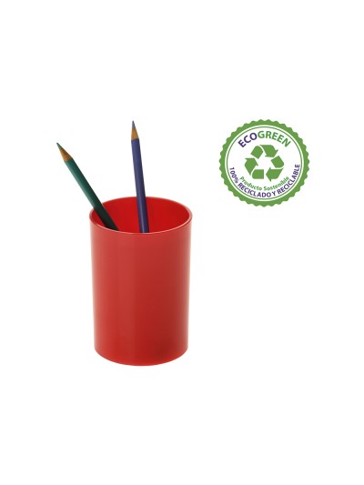 Cubilete portalapices archivo 2000 rojo opaco plastico 100% reciclado diametro 75 mm alto 105 mm