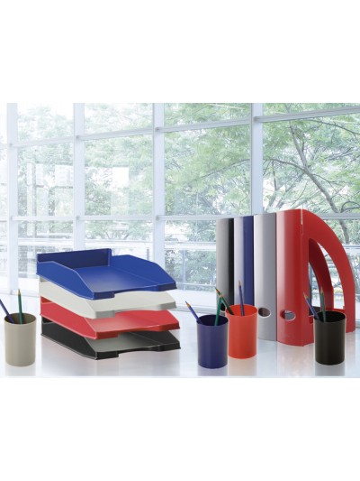 Cubilete portalapices archivo 2000 rojo opaco plastico 100% reciclado diametro 75 mm alto 105 mm