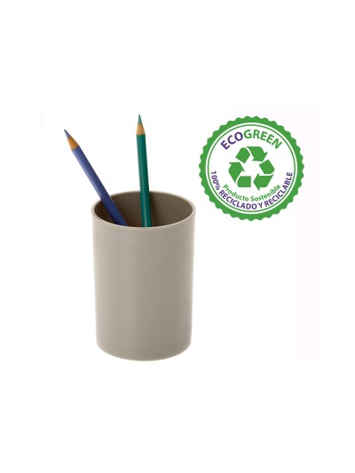 Cubilete portalapices archivo 2000 gris opaco plastico 100% reciclado diametro 75 mm alto 105 mm