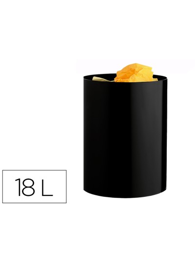 Papelera plastico archivo 2000 ecogreen 100% reciclada 18 litros color negro 260x335 mm