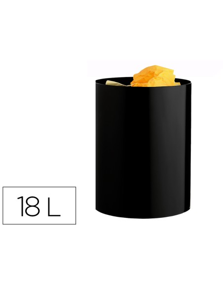 Papelera plastico archivo 2000 ecogreen 100% reciclada 18 litros color negro 260x335 mm