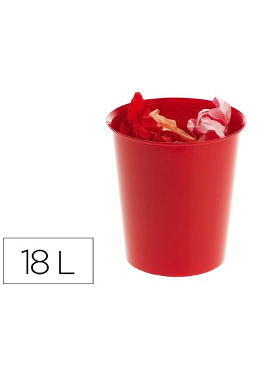 Papelera plastico archivo 2000 ecogreen 100% reciclada 18 litros color rojo 290x310
