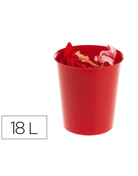 Papelera plastico archivo 2000 ecogreen 100% reciclada 18 litros color rojo 290x310
