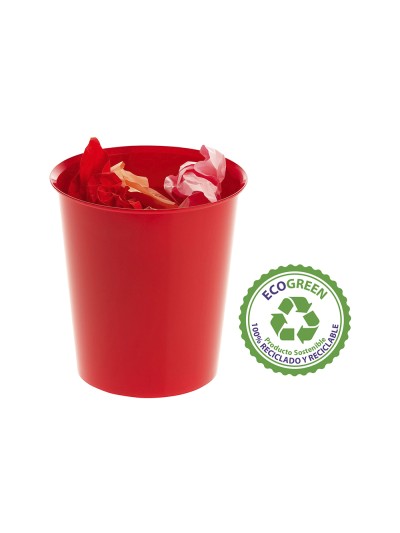 Papelera plastico archivo 2000 ecogreen 100% reciclada 18 litros color rojo 290x310