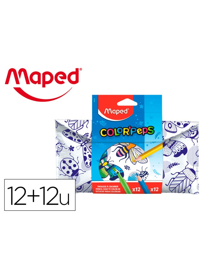 Set para colorear maped 12 rotuladores + 12 lapices colores surtidos Set para colorear maped 12 rotuladores + 12 lapices colores surtidos