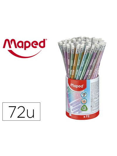 Lapices de grafito maped plastico glitter deco hb con goma 72 colores surtidos