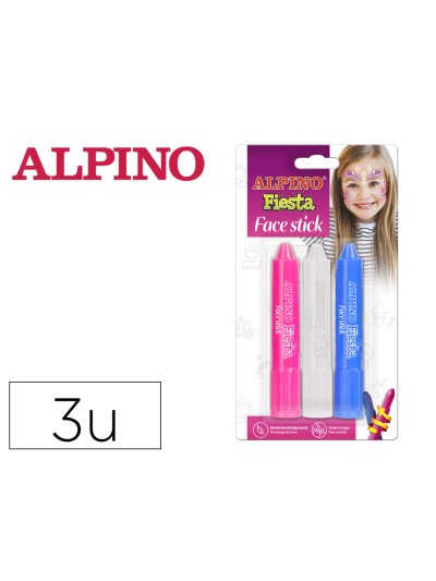 Barra de maquillaje alpino fiesta face stick princesas blister de 3 unidades colores surtidos