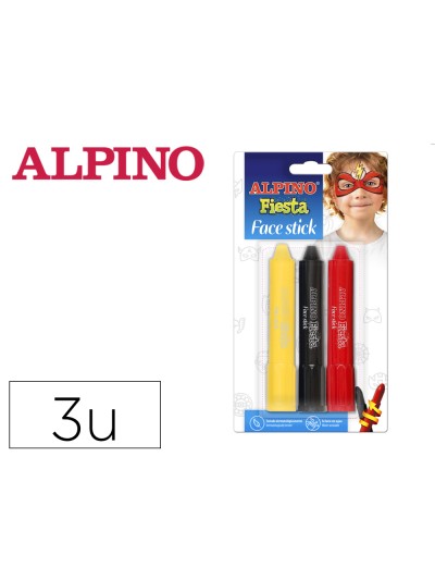 Barra de maquillaje alpino fiesta face stick super heroes blister de 3 unidades colores surtidos