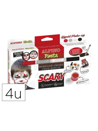 Barra de maquillaje alpino scary caja de 4 colores surtidos + pincel + folleto