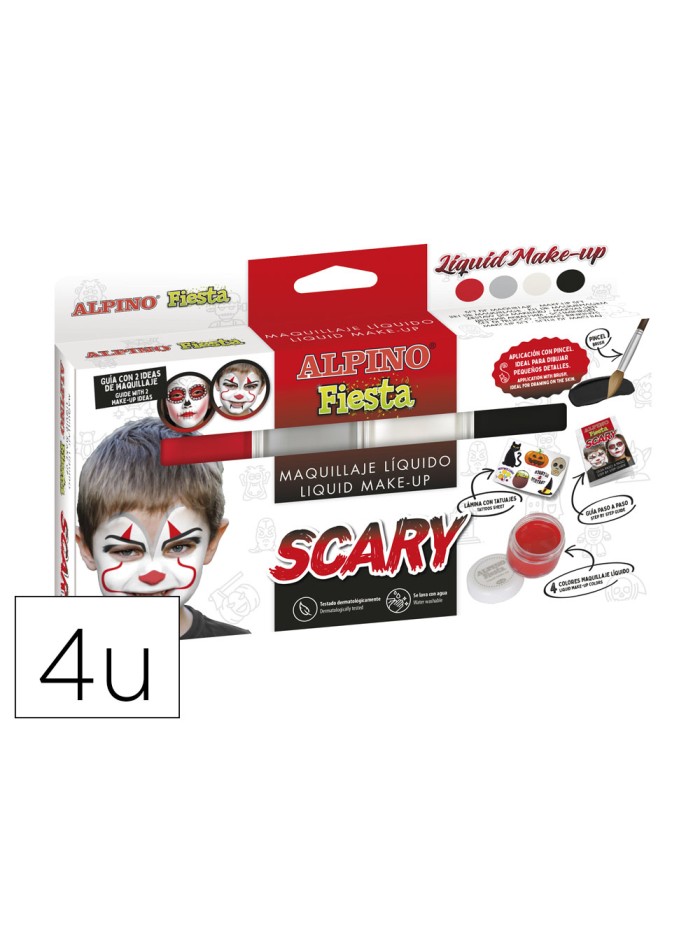 Barra de maquillaje alpino scary caja de 4 colores surtidos + pincel + folleto Barra de maquillaje alpino scary caja de 4 colores surtidos + pincel + folleto