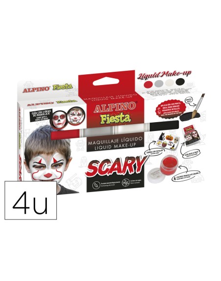 Barra de maquillaje alpino scary caja de 4 colores surtidos + pincel + folleto