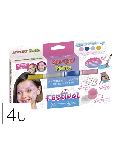 Barra de maquillaje alpino festival caja de 4 colores surtidos + pincel + folleto