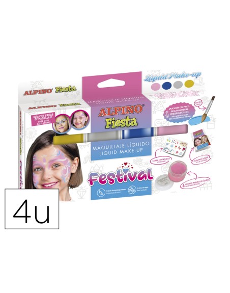 Barra de maquillaje alpino festival caja de 4 colores surtidos + pincel + folleto