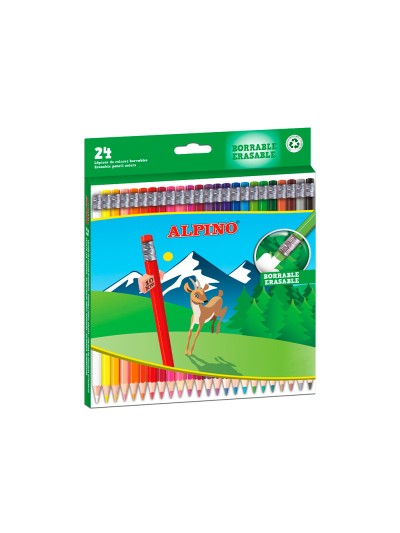 Lapices de colores alpino borrable caja de 24 unidades colores surtidos