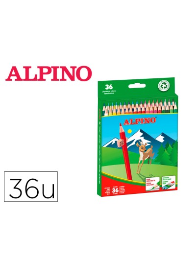 Lapices de colores alpino caja 36 unidades colores surtidos largos