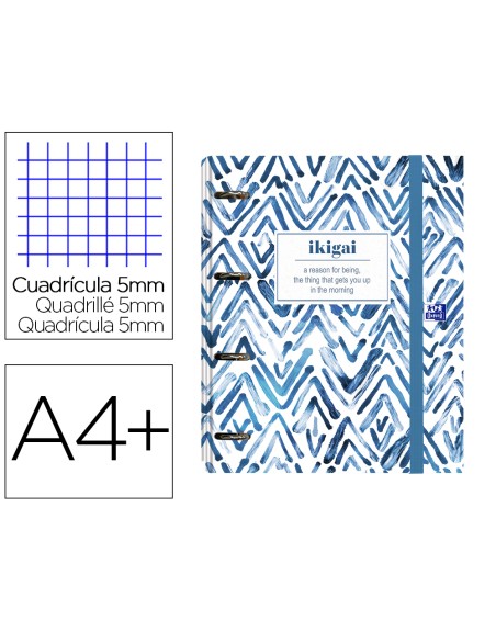 Carpeta con recambio oxford europeanbinder japandi din a4+ cuadro 5x5 120 hojas