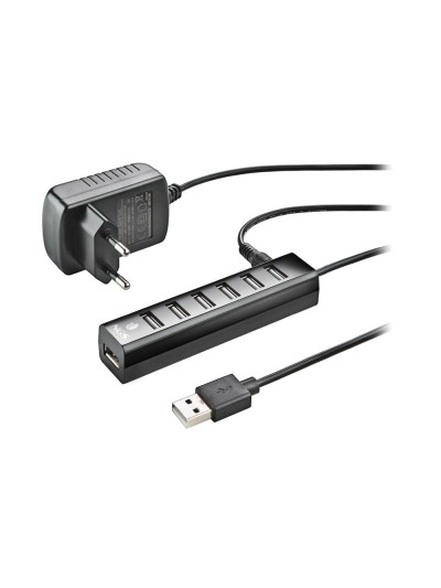 Hub ngs tiny 7 puertos con adaptador corriente usb 2.0