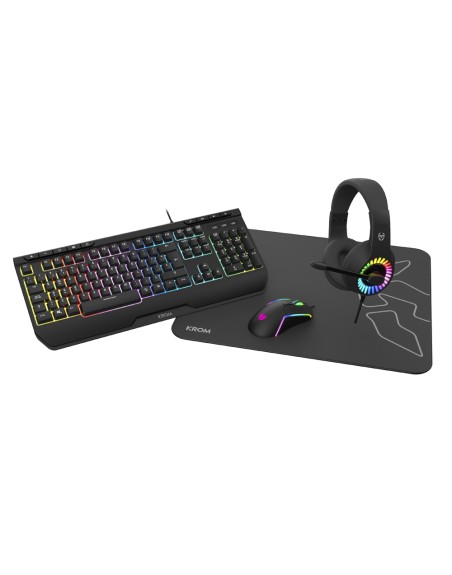 Kit gaming krom kenya 4 in 1 rgb auriculares / teclado / raton / alfombrilla