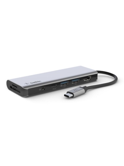 Adaptador belkin avc009btsgy hub usb-c 7 en 1 sd micro sd audio 2 x usb hdmi usb-c carga 100w