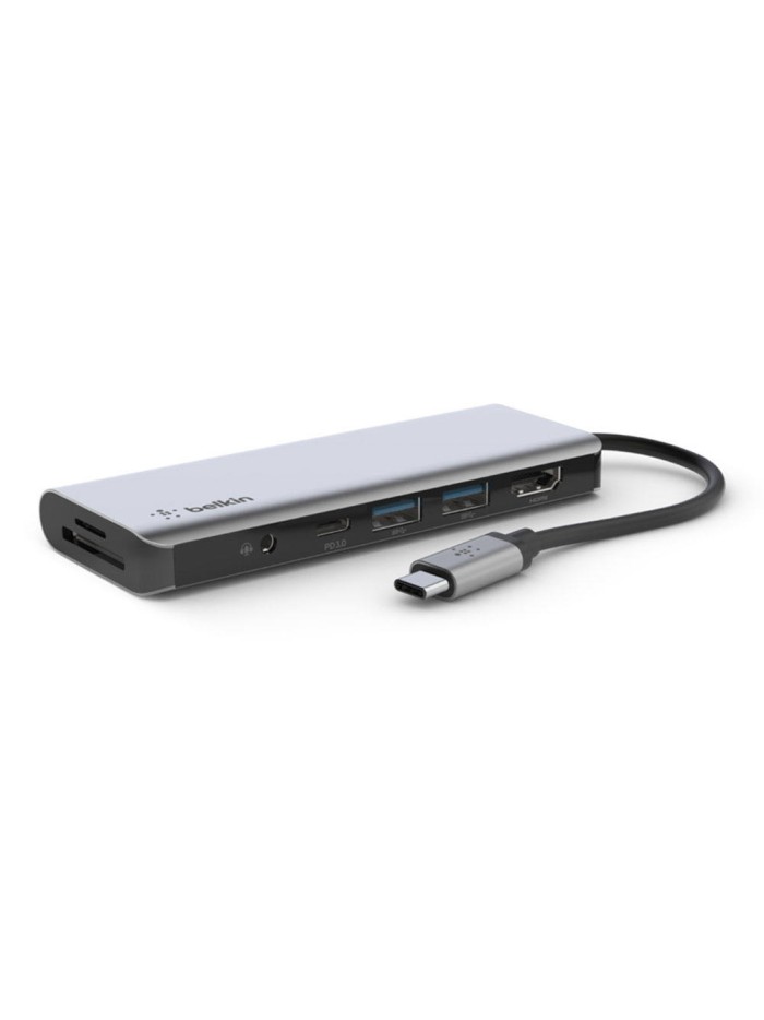 Adaptador belkin avc009btsgy hub usb-c 7 en 1 sd micro sd audio 2 x usb hdmi usb-c carga 100w Adaptador belkin avc009btsgy hub usb-c 7 en 1 sd micro sd audio 2 x usb hdmi usb-c carga 100w