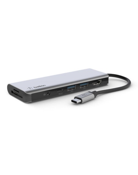 Adaptador belkin avc009btsgy hub usb-c 7 en 1 sd micro sd audio 2 x usb hdmi usb-c carga 100w