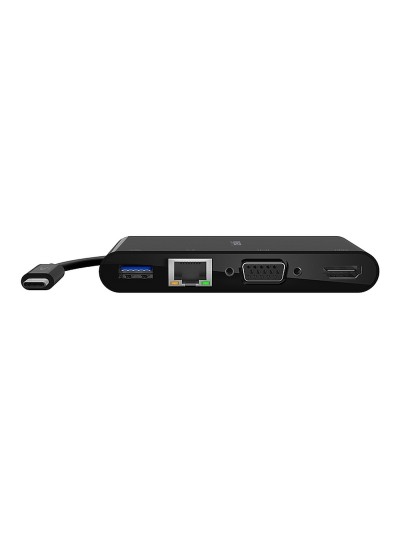 Adaptador belkin avc005btbk multimedia usb-c puertos usb-a 3.0 ethernet vga y hdmi (4k) color negro