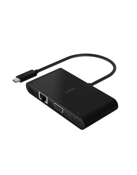 Adaptador belkin avc004btbk usb-c a usb-a 3.0 ethernet vga y hdmi (4k) + carga 100w color negro