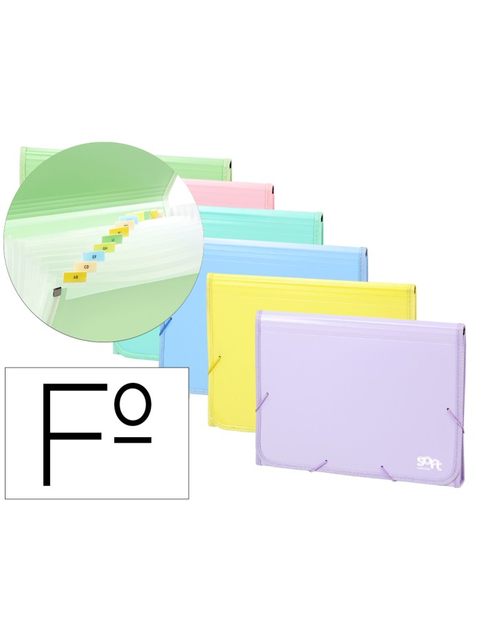 Carpeta clasificadora carhivo 13 departamentos polipropileno color soft expositor de 12 unidades Carpeta clasificadora carhivo 13 departamentos polipropileno color soft expositor de 12 unidades