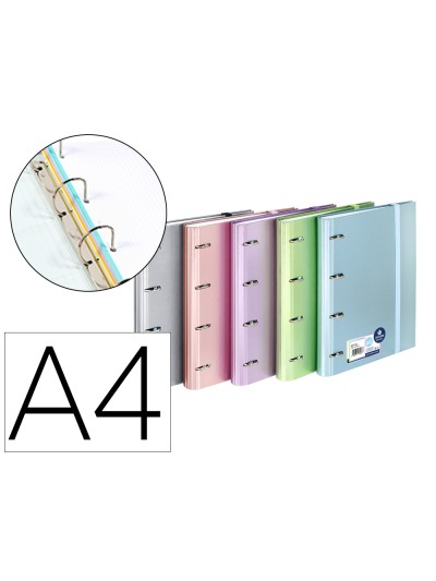 Carpeta 4 anillas de 35 mm carchivo din a4 polipropileno con recambio colores metalizados