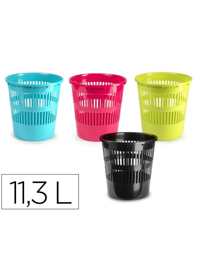 Papelera plastico plastiforte colores surtidos 11,3 litros 275x275x280 mm