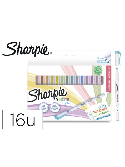 Rotulador sharpie s-note duo blister de 16 unidades colores surtidos