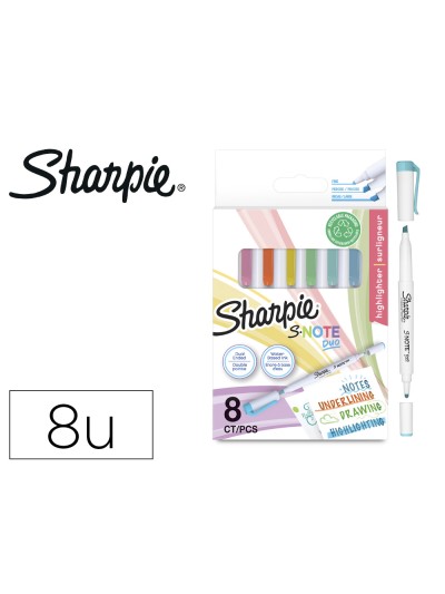 Rotulador sharpie s-note duo asst blister de 8 unidades colores surtidos