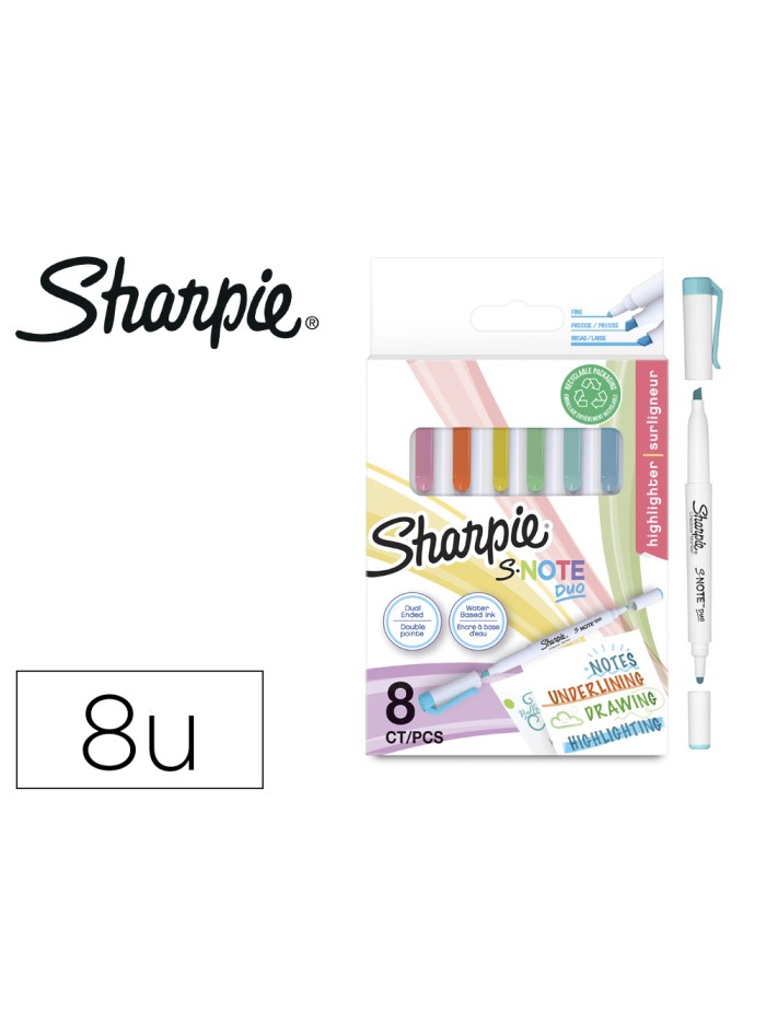 Rotulador sharpie s-note duo asst blister de 8 unidades colores surtidos Rotulador sharpie s-note duo asst blister de 8 unidades colores surtidos
