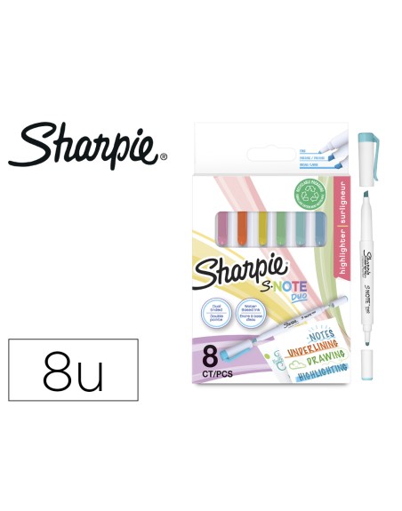 Rotulador sharpie s-note duo asst blister de 8 unidades colores surtidos