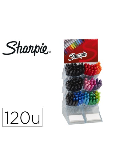 Rotulador sharpie fine expositor sobremesa de 120 unidades colores surtidos