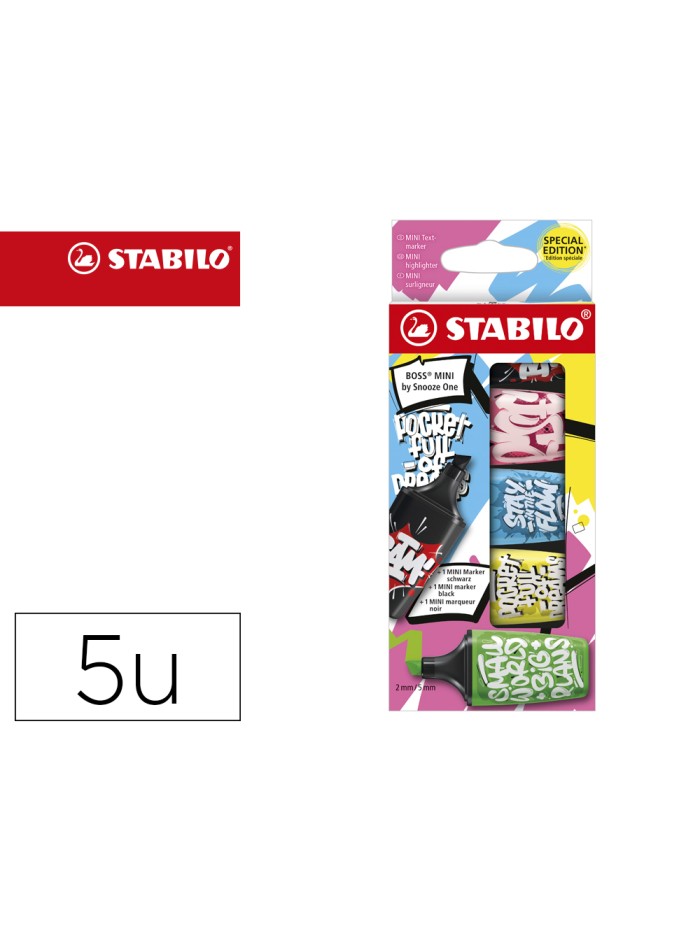 Rotulador stabilo boss mini fluorescente by snooze one estuche de 5 unidades colores surtidos Rotulador stabilo boss mini fluorescente by snooze one estuche de 5 unidades colores surtidos