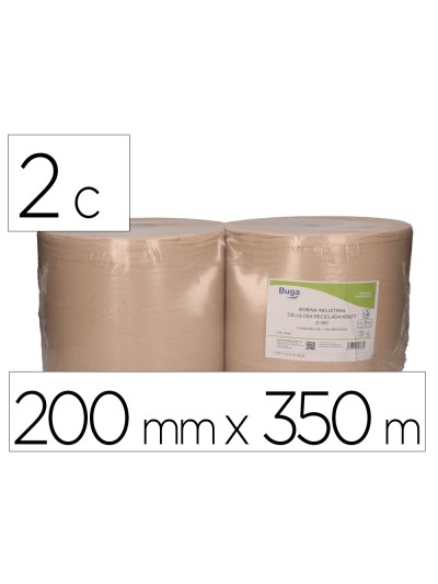 Papel secamanos bunzl greensource nature 2 capas celulosa reciclada kraft 200 mm x 350 mt paquete de 2
