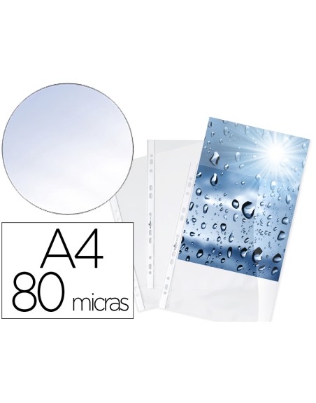 Funda multitaladro durable premium din a4 polipropileno 80 mc cristal bolsa de 100 unidades