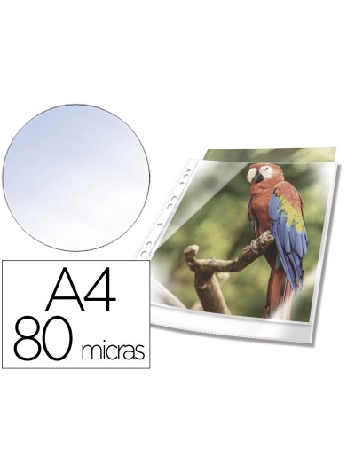 Funda multitaladro durable premium din a4 polipropileno 80 mc cristal con borde color blanco bolsa de 10 unidades