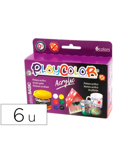 Pintura acrilica playcolor acrylic basic 40 ml caja de 6 unidades colores surtidos