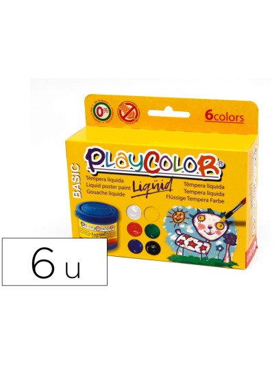 Tempera liquida playcolor liquid basic 40 ml caja de 6 unidades colores surtidos