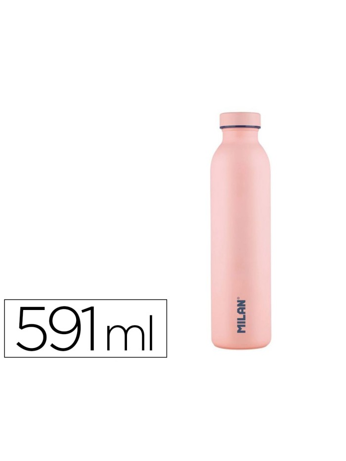 Botella portaliquidos milan acero inoxidable termo color rosa 591 ml Botella portaliquidos milan acero inoxidable termo color rosa 591 ml