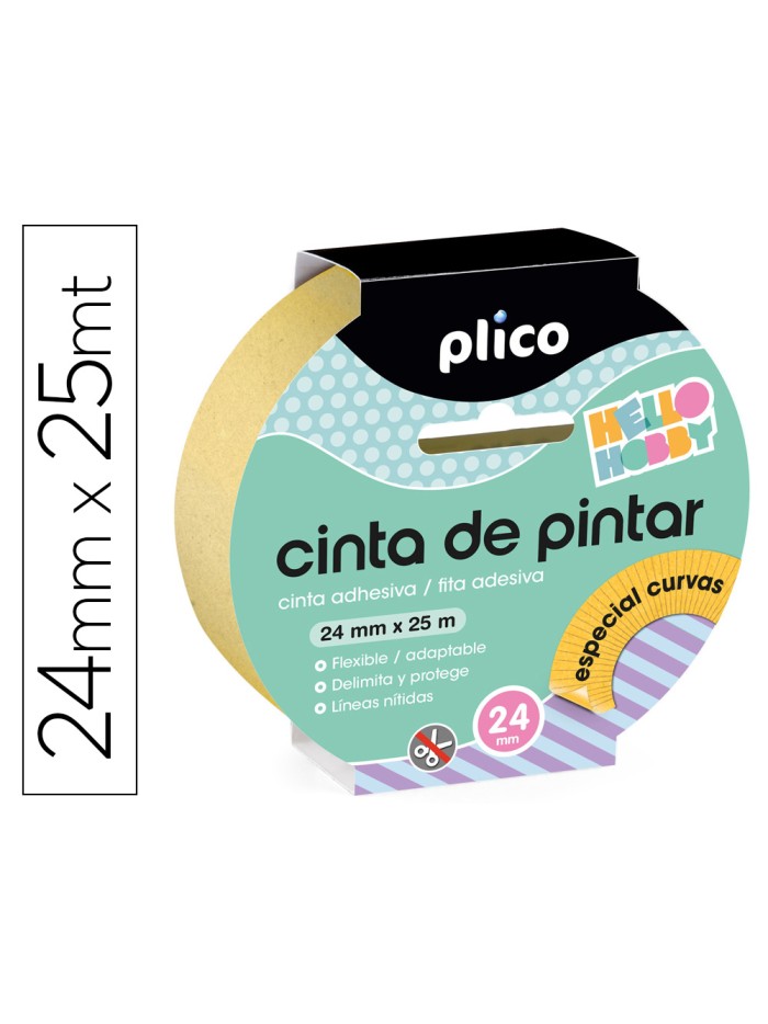 Cinta adhesiva plico para pintor especial curvas 25 mt x 24 mm Cinta adhesiva plico para pintor especial curvas 25 mt x 24 mm