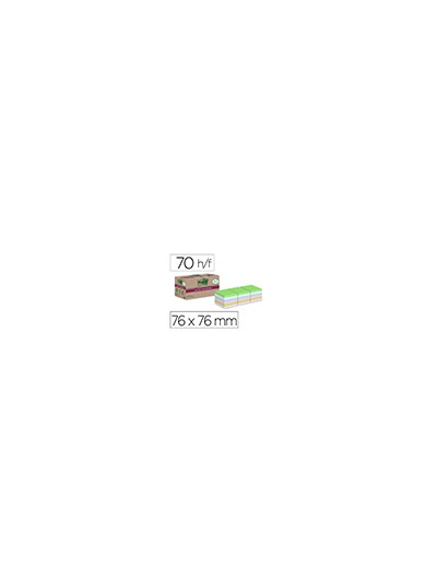 Bloc de notas adhesivas quita y pon post-it super sticky 76x76 mm 70 hojas recicladas paquete de 14 unidades