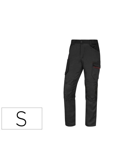 Pantalon de trabajo deltaplus con cintura elastica 7 bolsillos color gris-rojo talla s