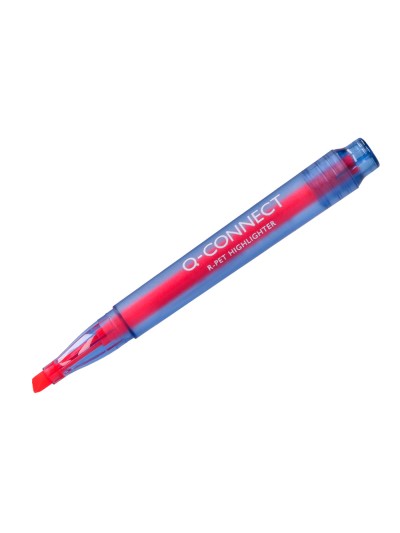 Rotulador q-connect fluorescente punta biselada fabricado pet reciclado caja de 4 unidades colores surtidos