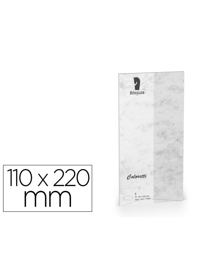 Sobre rossler coloretti dl americano color marmol gris 110x220 mm pack de 5 unidades Sobre rossler coloretti dl americano color marmol gris 110x220 mm pack de 5 unidades