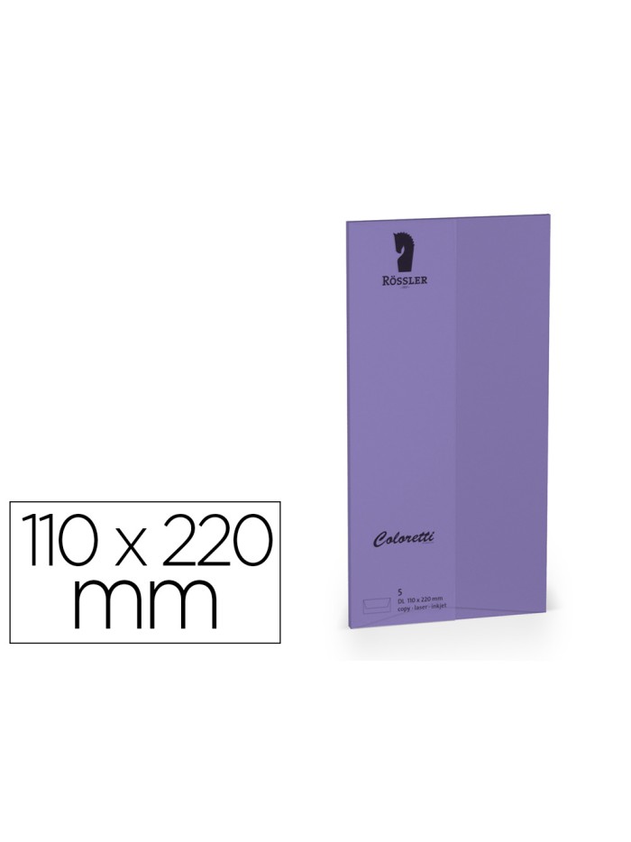 Sobre rossler coloretti dl americano color lila 110x220 mm pack de 5 unidades Sobre rossler coloretti dl americano color lila 110x220 mm pack de 5 unidades