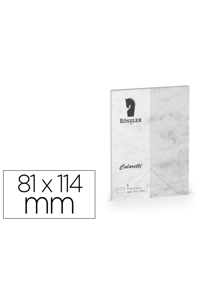 Sobre rossler coloretti c7 color marmol gris 81x114 mm pack de 5 unidades Sobre rossler coloretti c7 color marmol gris 81x114 mm pack de 5 unidades